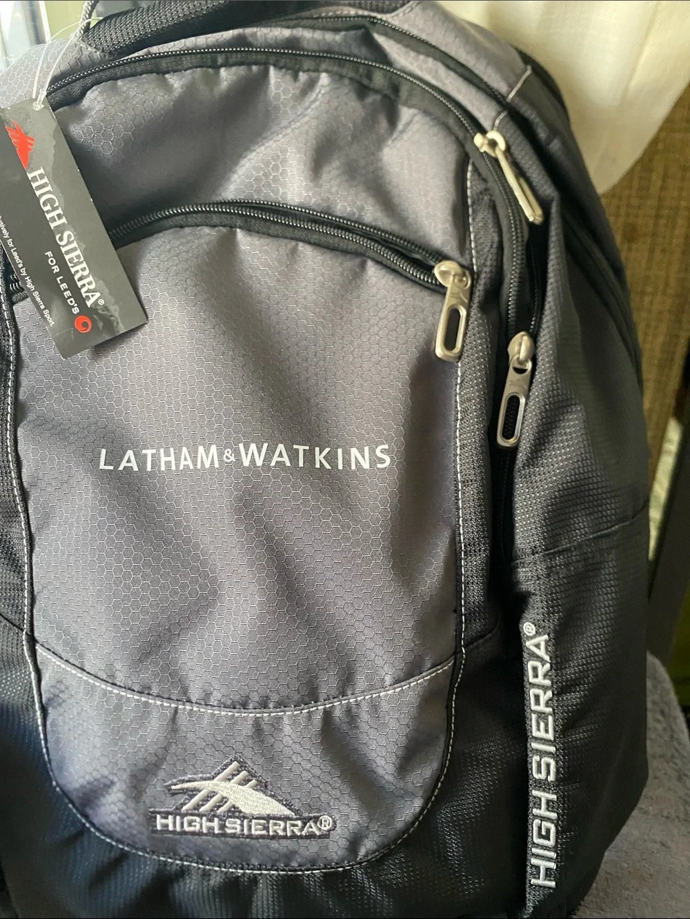 High Sierra Black & Gray Latham & Watkins Logo Backpack